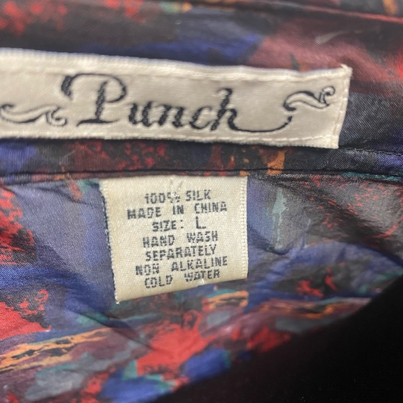 LONG SLEEVE BUTTON DOWN ART PRINT SILK BROUSE SIZE LARGE VINTAGE. - Picture 10 of 10